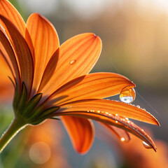 orange flower with water drops