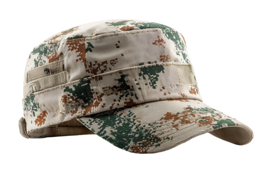 Camouflage Baseball Cap Military Style Hat Fashion Accessory, isolated on a transparent background