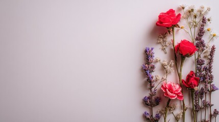 Arrangement of dried flowers against a light background.