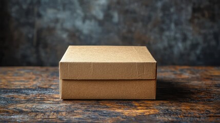 Brown Cardboard Box on Rustic Wooden Table