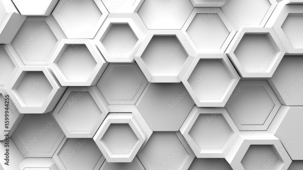 Poster abstract hexagon pattern: white 3d geometric design