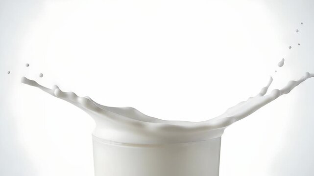 Strawberry Splash into Milk Glass Creating Dynamic Droplets Against a Clean White Background For Adobe Stock