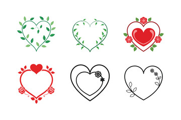 Beautiful assorted heart shape vector assets for decor Vector illustration