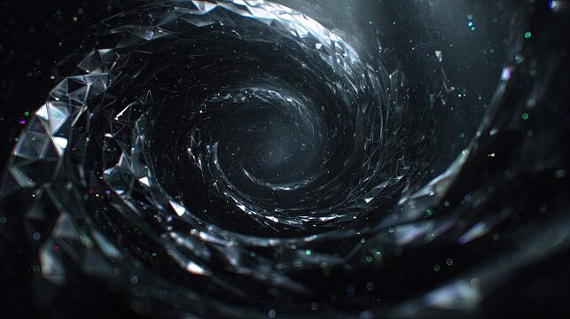 Abstract Geometric Spiral Pattern With Glittering Particles