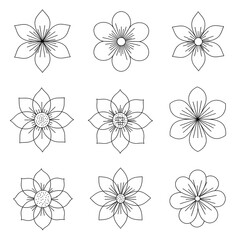 A Collection of Intricate Black and White Flower Sketches Perfect for Coloring and Design