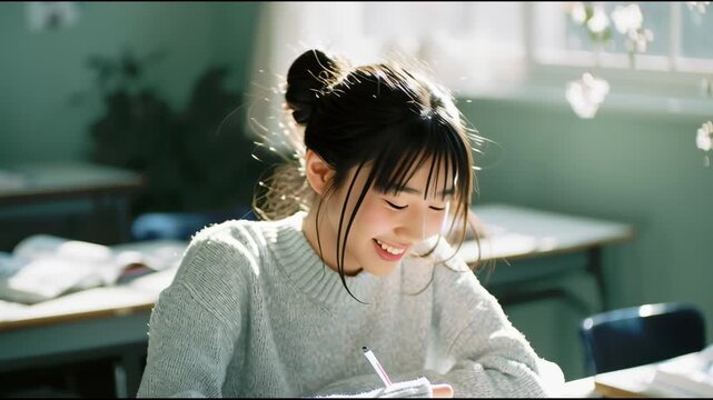 女の子, 女性, 学校, 学生, 女学生, 高校生, 中学生, 勉強, 勉強する女の子, 日本, 日本人, girl, female, school, student, schoolgirl, high school student, middle school student, studying, studying girl, Japan, Japanese