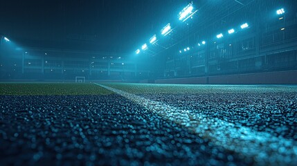 Rainy Night at the Stadium: A Football Field Under the Lights