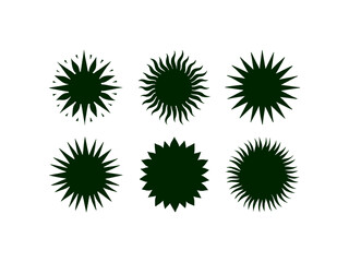 Collection of hand drawn irregular sunburst elements with radiating light lines, retro sunshine rays and vintage burst graphics for artistic decorative background designs