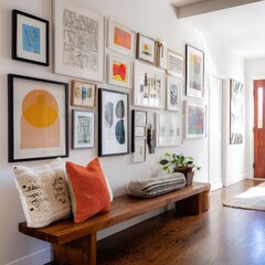 House decor with a gallery wall of framed art