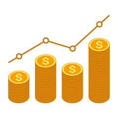 
Financial growth chart with gold coin representing economic success