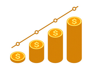 
Financial growth chart with gold coin representing economic success