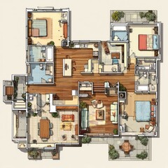 House floor plan vector with room labels
