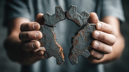 Rusty gear in hands