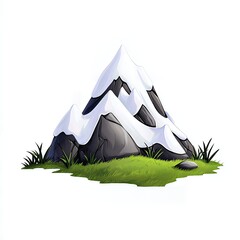 Stylized Snow Capped Mountain Peak Digital Painting Illustration