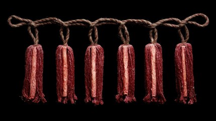 Decorative tassels on dark background
