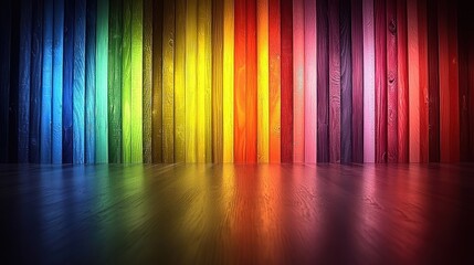 Vibrant Rainbow Wooden Wall Background