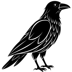 Obraz premium Raven and Crow Silhouette Vector Black Flying and Perched Bird Illustration for Halloween, Gothic Design, Tattoo, and Dark Art Projects Minimalist Clean Editable SVG File