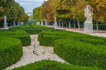 Landscape of gardens in el retiro park, Madrid- Cultural landmark of Spain