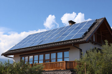 Solar Panels on House Roof - Eco-friendly energy solution at home
