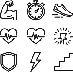 Athlete Skill Set Icons Linear Icons Representing Physical and Mental Excellence