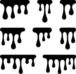 Black liquid drips abstract shapes vector