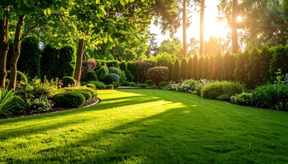 Lush garden at sunset (1)