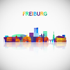 Freiburg skyline silhouette in colorful geometric style. Symbol for your design. Vector illustration.