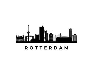 Vector Rotterdam skyline. Travel Hanoi famous landmarks. Business and tourism concept for presentation, banner, web site.