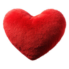 red pillow shaped heart isolated on transparent background