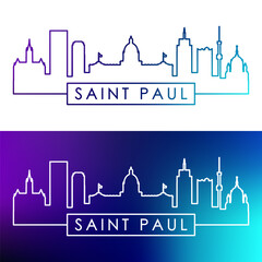 Saint Paul skyline. Colorful linear style. Single line. Editable vector file.