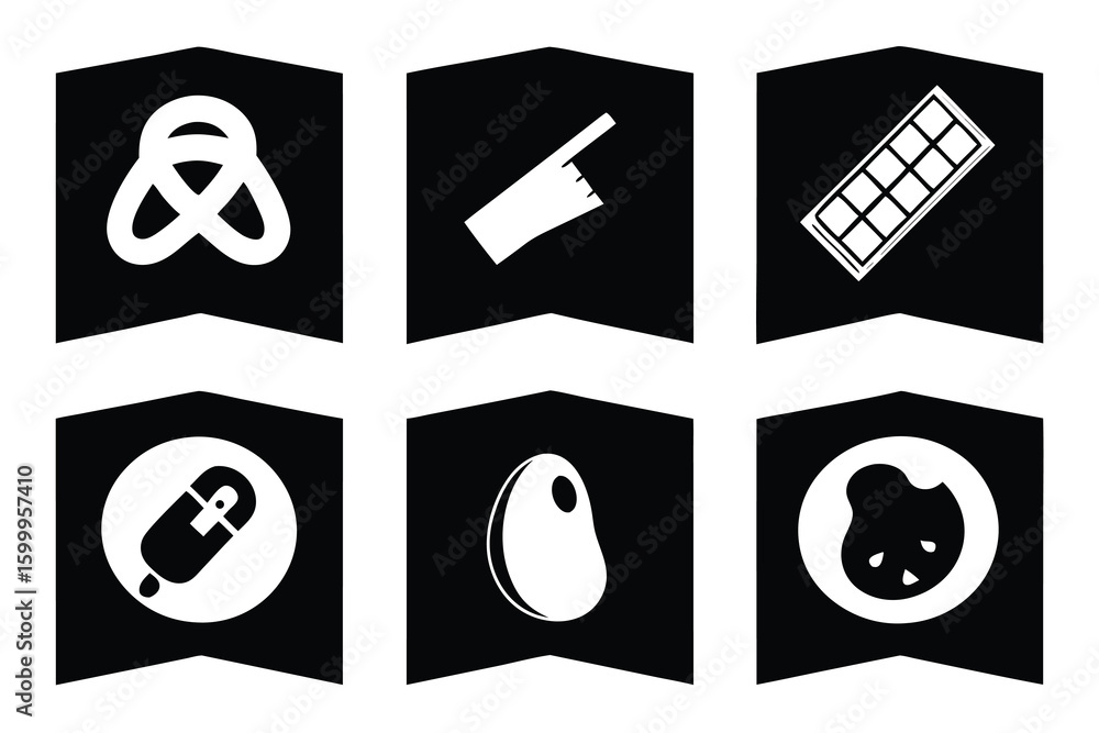 Aufkleber black and white icons set of abstract shapes and objects vector
