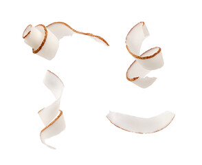 coconut shavings isolated on transparent background.