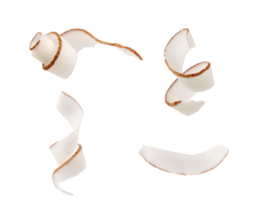 coconut shavings isolated on transparent background.