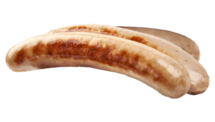 grilled sausages isolated on transparent background.