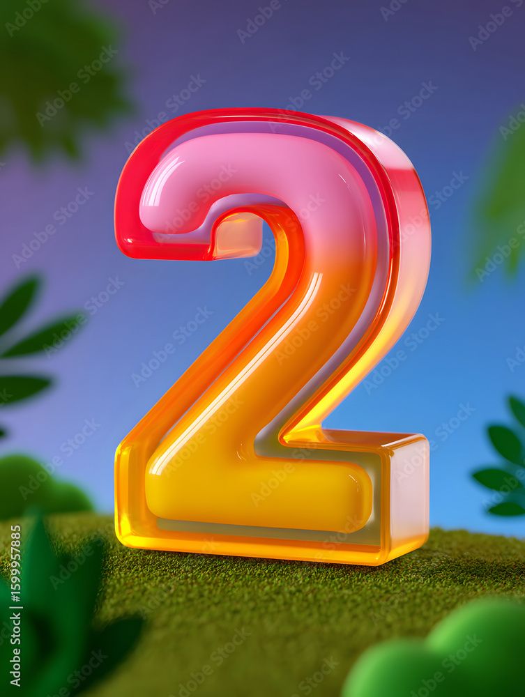 Fototapete 3d rendering digital font big sale event countdown concept element