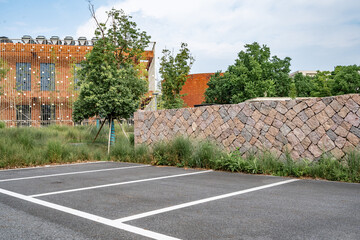 empty ground with modern building