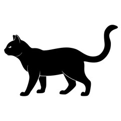Obraz premium Black Cat Silhouette Vector, Walking Cat Icon SVG, Editable Halloween Animal Clipart, Logo Ready Pet Graphic, Print-Ready Design, Clean Lines, High Quality Isolated Cat Illustration