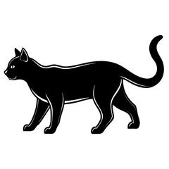 Fototapeta premium Black Cat Silhouette Vector, Walking Cat Icon SVG, Editable Halloween Animal Clipart, Logo Ready Pet Graphic, Print-Ready Design, Clean Lines, High Quality Isolated Cat Illustration