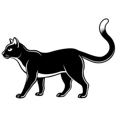 Fototapeta premium Black Cat Silhouette Vector, Walking Cat Icon SVG, Editable Halloween Animal Clipart, Logo Ready Pet Graphic, Print-Ready Design, Clean Lines, High Quality Isolated Cat Illustration