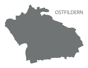 Ostfildern city map with boroughs grey illustration silhouette shape