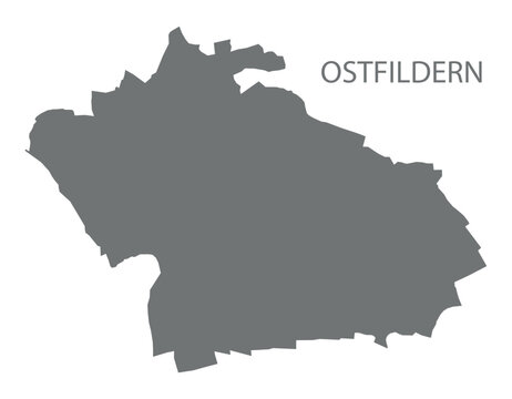 Ostfildern city map with boroughs grey illustration silhouette shape