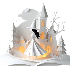 Fototapeta premium there is a paper cut of a witch and a castle