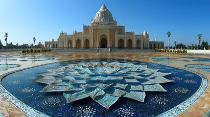Magnificent Mosque with Intricate Lotus Water Feature