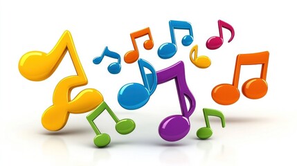 Colorful 3D Musical Notes Dance