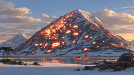 range revealing glowing code inside the rocky textures