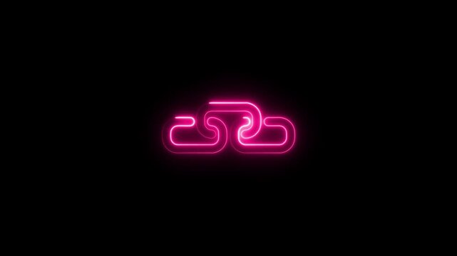Glowing neon Chain line icon, chain link, line icon video animation, for web user for link, connect, join.