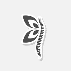 Human spine care icon sticker isolated on gray background
