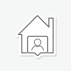 Working at home icon sticker isolated on gray background