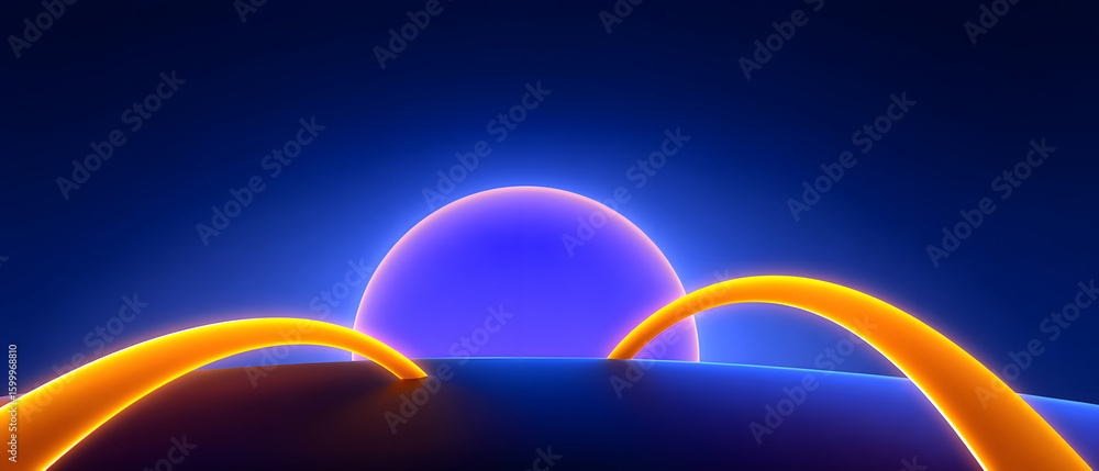 Poster futuristic technology glowing loops with smooth lines abstract background