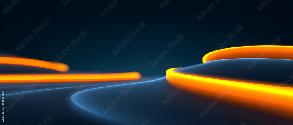 Poster futuristic technology glowing loops with smooth lines abstract background